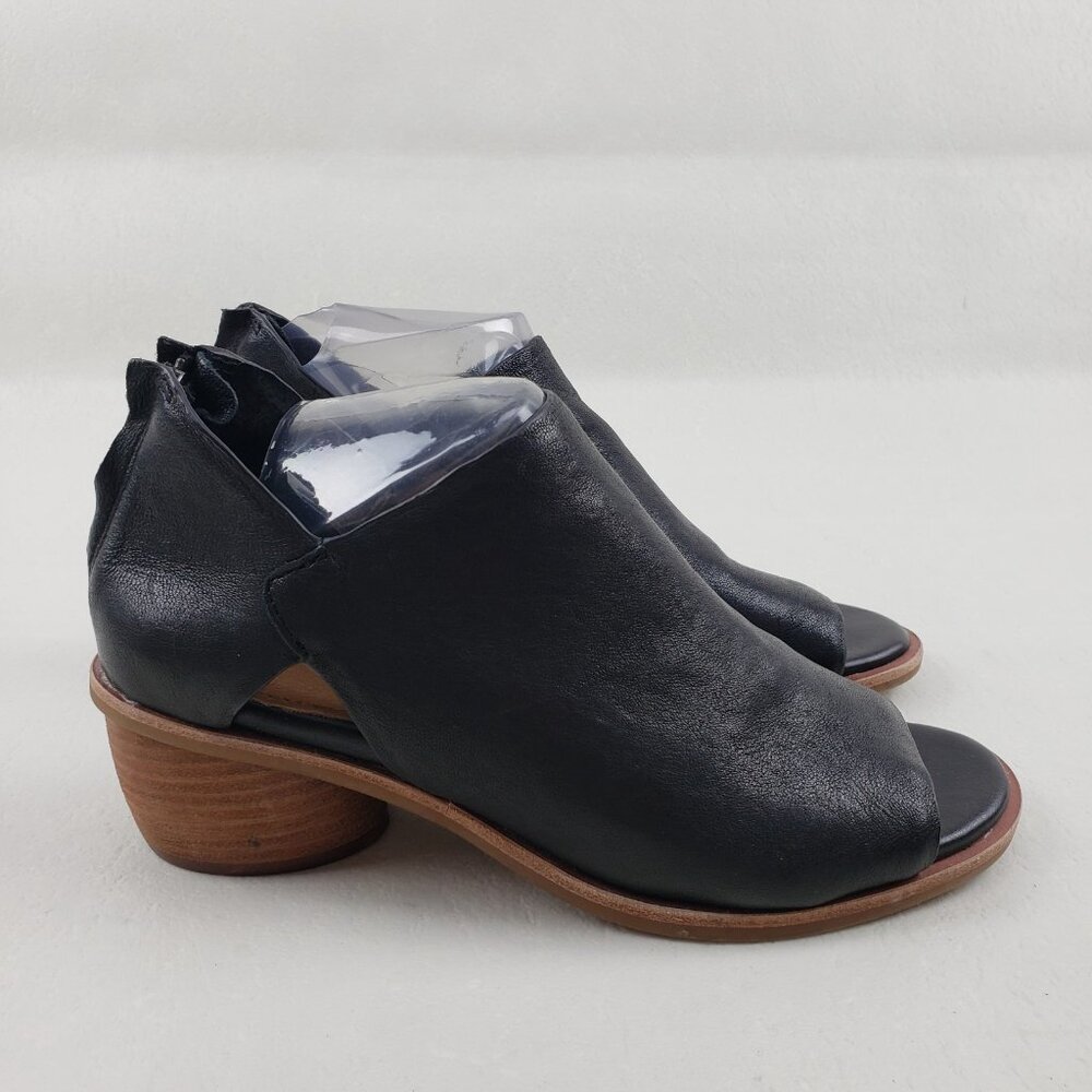 Sofft Carleigh Peep Toe Heel Womens 7.5 Black Leather Block Heel Zip Up Bootie - Picture 4 of 14